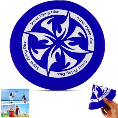 Image of SRV Hub 1x Blue Soft flying Disc, Easy to Catch Lightweight frisbee Dog Toy, Foldable Skimmers Kids Adults Outdoor Fun Play Activity, disc 17cm