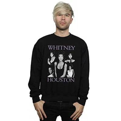 Image of Absolute Cult Whitney Houston Men&#039;s Multiple Pose Sweatshirt Black Small
