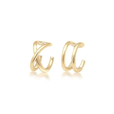 Image of Elli Earrings Ladies Earcuff Set Geo Basic Minimal in 925 Sterling Silver Rose Gold Plated