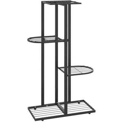 Image of vidaXL 4 Floor Flower Stand 43x22x76 cm Black Metal