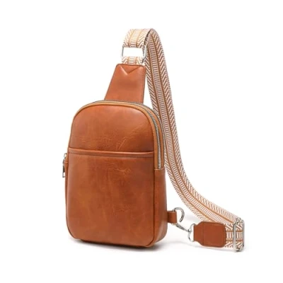Image of Miss Lulu Chest Bag for women,Sling Women, Crossbody Shoulder women (Brown)