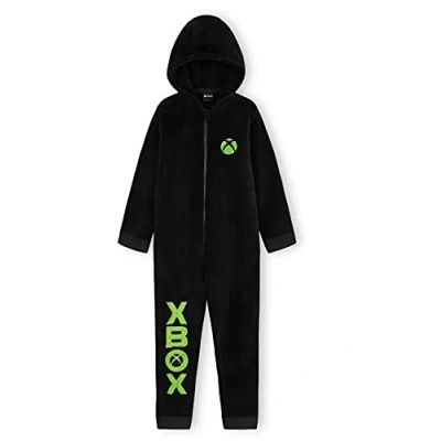 Image of Xbox Onesies For Boys, Kids Fluffy Pyjamas, Gaming Merchandise, Gamer Gifts (Black, 11 12 Years)