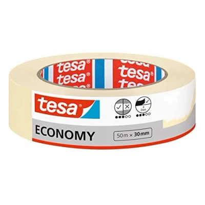 Image of tesa Masking Tape Universal EcoLogo Painters Tape, 4 Days Residue Free Removal, Without Solvent Narrow, 50 m x 30 mm