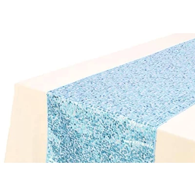 Image of Christmas Concepts® Baby Blue Sequin Table Runner 13&quot; x 60&quot; Wedding/Party Decoration