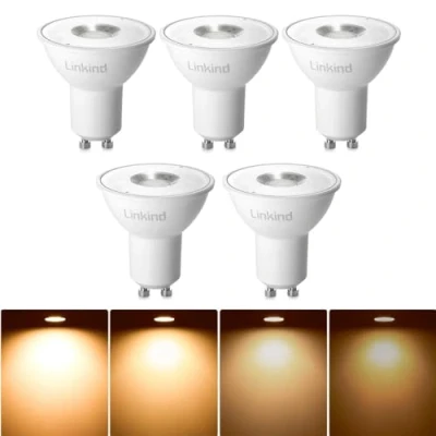 Image of Linkind GU10 LED Light Bulbs, Dimmable 5.7W 560lm, RAR16 2700K Warm White Spotlights, 75W Halogen Bulbs Equivalent, 110 Degree Wide Beam Angle, AC220 240V, Pack of 5