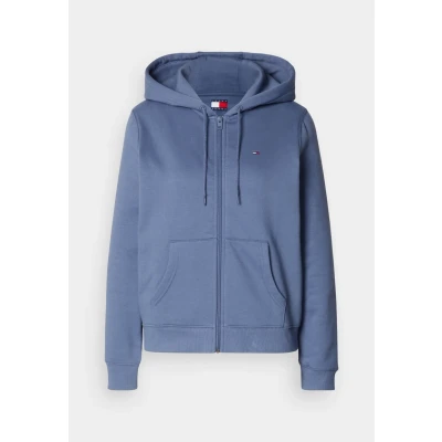 Image of Tommy Jeans FLAG ZIP Zipup sweatshirt, Women&#039;s, Size: 4, Blue moment