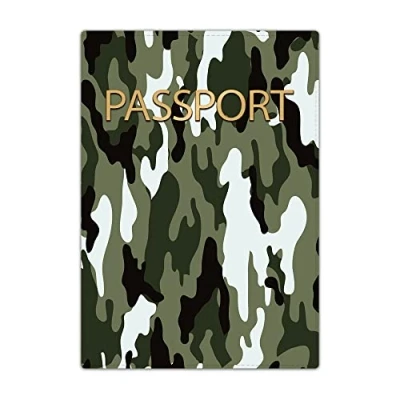 Image of Passport Holder Cover, PU Leather Travel Wallet Case Organiser for Passport, Business Cards, Credit Boarding Passes (Urban Camouflage)
