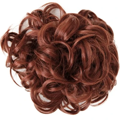 Image of CAISHA XXL Hairpiece Scrunchy Updo Bridal Hairstyle Voluminous Curly Messy Bun Copper Red HW20