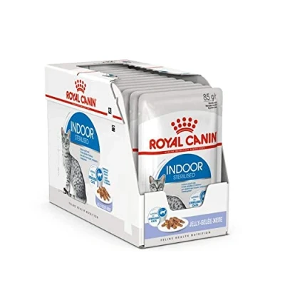 Image of ROYAL CANIN Indoor Sterilised In Jelly Adult Wet Cat Food Pouches 12 x 85g