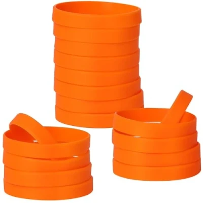 Image of LVNRIDS 50 pcs Silicone Elastic Wristbands Blank Rubber Wrist bands Bracelets for School Sport Party Orange