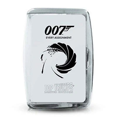 Image of Top Trumps James Bond Every Assignment Limited Editions Card Game, featuring 30 characters including Honey Ryder from Dr No To Nomi Time Die, makes a great gift for ages 12 plus