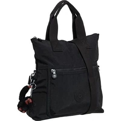 Image of Kipling Eleva Large Handbag, Black Tonal, 12.25&quot; L X 13&quot; H 4.75&quot; D