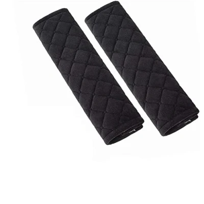 Image of Car Seat Belt Pad Cover, Strap Pad, 2 Pack Travel Cushion Covers (Black)