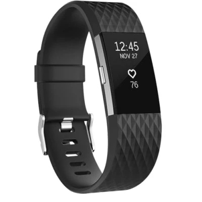 Image of INF Replacement wristband compatible with Fitbit Charge 2, accessory wristband, interchangeable sports watchband, silicone, black, large