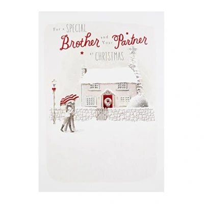 Image of Hallmark Medium Brother and Partner &quot;Happiness&quot; Christmas Card