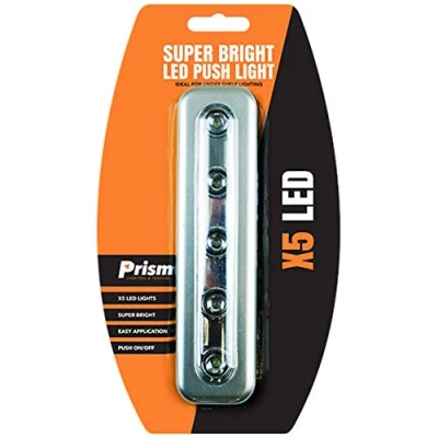 Image of Self Adhesive Push Light with 5 Bright LEDs, Garage/Cupboard Strip Spotlight