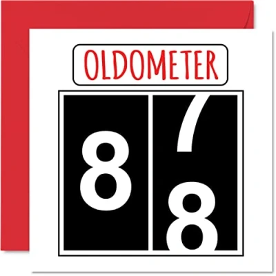 Image of Fun 88th Birthday Cards for Men Woman Oldometer Happy Card Dad Mum Great Grandad Grandpa Nanny Grandma Gran Uncle Auntie, 145mm x Greeting Cards,
