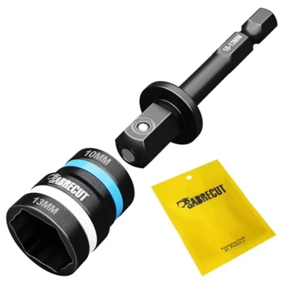 Image of 1 x SabreCut SCDIN10 13 Dual Size 10mm &amp; 13mm Magnetic 62mm Long Reversable 2 in Easy Clean Impact Rated Hex Head Nut Socket Driver for Drills and Drivers