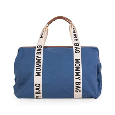 Image of Childhome, Mommy Bag, Baby Changing Travel Large Capacity, Mat, Adjustable Shoulder Strap, Compartment, Insulated Pocket, Suitcase Passage, Signature Collection, Blue