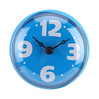 Image of Yosoo Waterproof Shower Clock Round Face Diameter 7cm Suction Cup Simplified Easy Reading Arabic Numerals Digital Dial Big Numbers Bath (Blue)