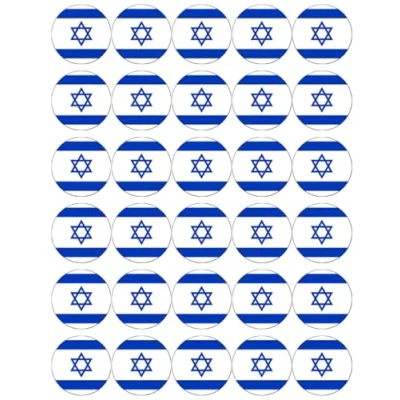 Image of 30 Israel Flags Cupcake Toppers Edible Wafer Paper Fairy Cake Birthday Decorations