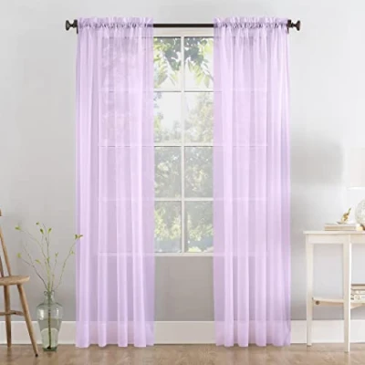 Image of Megachest a pair of slot top voile curtains (Lilac, 56&quot; wideX90 drop 2 Panels)