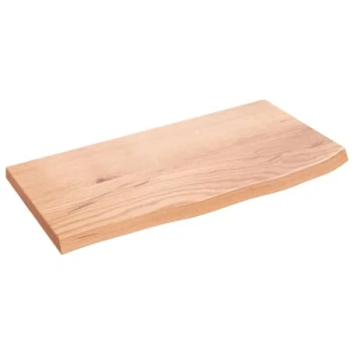 Image of vidaXL Bathroom Countertop in Light Brown Treated Solid Oak Wood with Varnish Finish and Live Edge 60x30x2cm