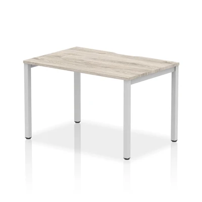 Image of Evolve Plus 1200mm Single Starter Desk Grey Oak Top Silver Frame