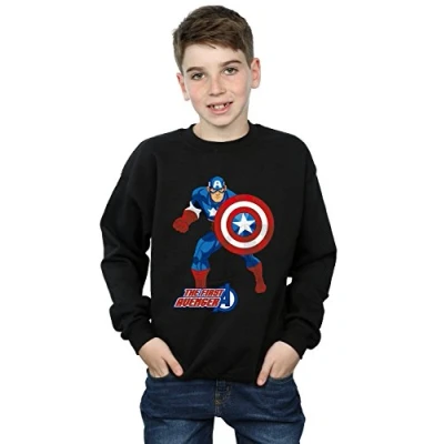 Image of Marvel Boys Captain America The First Avenger Sweatshirt 5 6 Years Black