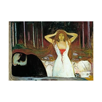 Image of Wee Blue Coo Edvard Munch Ashes 1895 Woman Woods Painting Wall Art Print