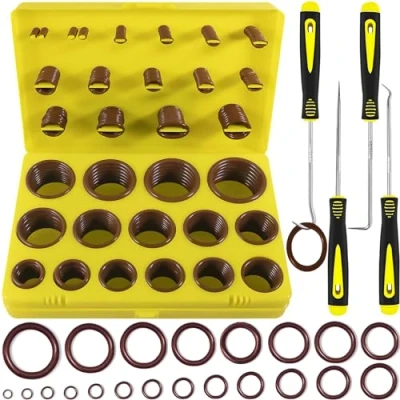 Image of XBVV 382 PCS 30 Size SAE FKM Viton O Ring Kit for Various Chemical, Aerospace, Cylinder, Hydraulic, Automotive Engines and Plumbing Repair with 4 Piece Pick Set Resist Oil Heat