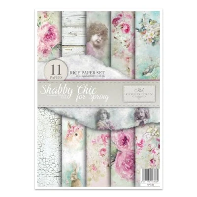 Image of ITD Collection Rice Paper Creative Set, A4, for Decoupage, Sheets 29.7 x 21 cm, Multi Coloured (Shabby Chic Spring)