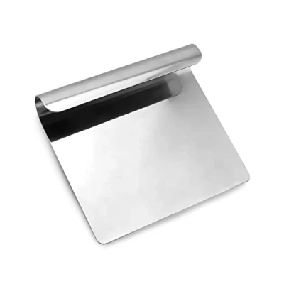 Image of QWORK Vegetable Scoop, Dough Spatula, Kitchen Scraper, Gadget 14 x 12 cm, Stainless Steel