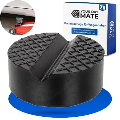 Image of Rubber Pad for Car Jack, Pack of 2, Diameter 65 x 25 mm with 15 7 V Groove Cut Out, Cars up to 3.5 T, Trolley Jack Pad, Body Adapter