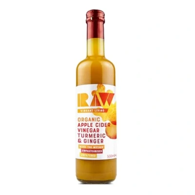Image of Raw Health Apple Cider Vinegar Blend with Turmeric &amp; Ginger, 500 ml Certified Organic, Unfiltered Vegan Friendly