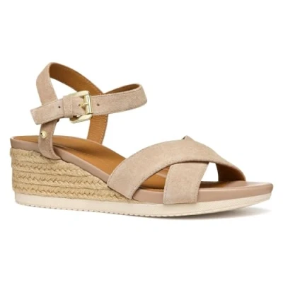 Image of Geox Women&#039;s D Ischia Corda B Wedge Sandal, Dk Skin, 3 UK