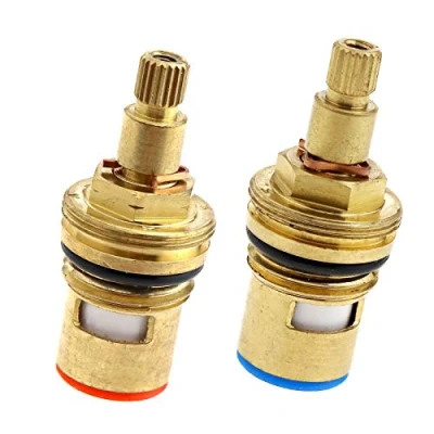 Image of ENET YINETTECH Tap Valves Replacement Cold/Hot Water Brass Ceramic Disc Insert Gland Cartridge 1/4 Quarter Turn 20 Teeth G 1/2&quot;