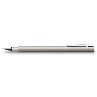Image of Faber Castell Neo Slim 342001 Fountain Pen Stainless Steel Nib Width F Shiny Silver