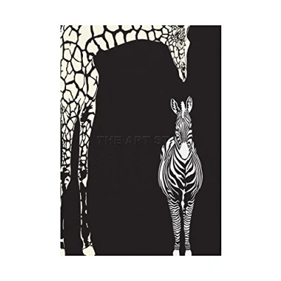 Image of Wee Blue Coo Painting Illustration Abstract Zebra Giraffe Zoo Framed Print Picture F12X675