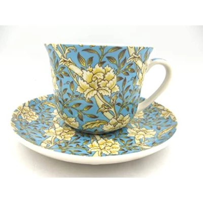 Image of Abbeydale Collection Gift boxed Jumbo Cup and saucer in William Morris blue chrysanthemum design