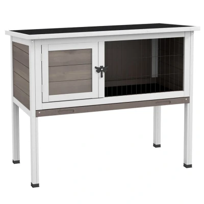 Image of PawHut Large Elevated Indoor Outdoor Wooden Rabbit Hutch with Asphalt Roof Tray D51 119V00BN