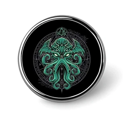 Image of Cthulhu Lapel Pin Round Badge Metal Brooch Art Decoration Jewelry Gift