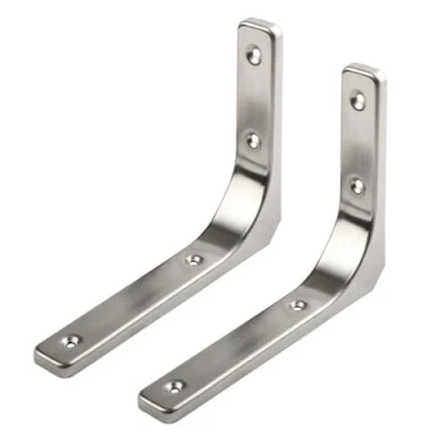 Image of 2 Pieces Shelf Brackets L Shape Right Angle Corner Brackets,Support Shelving for Wall Hanging Heavy Duty Floating Shelves,Load Capacity 75kg (75mmx75mm,Stainless steels)