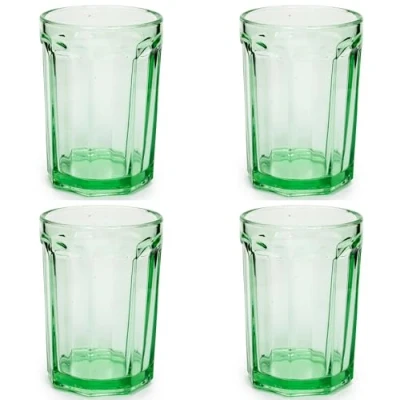 Image of Serax Drinking Glasses Set of 4 Fish &amp; glassware by Paola Navone 13.5 FL oz Clear Green Water Glass Cups without Lids Home Essentials, Kitchen Suitable for Beer, Juice, Coffee
