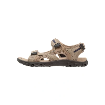 Image of Geox Strada Walking sandals, Men&#039;s, Size: 12, Sand/navy Leather and textile