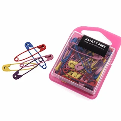 Image of 50 Mixed Colours Mini Safety Pins Packs Cracker Filler Gift
