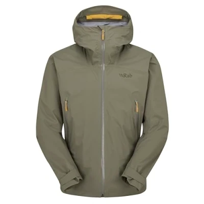 Image of Rab Men&#039;s Firewall Light Jacket Lightweight Waterproof Hooded Coat for Hiking &amp; Trekking Khaki XX Large