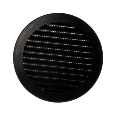 Image of 125mm Air Vent Cover 5 inch Round Soffit Louvered Ventilation Grille with Insect Screen ABS Plastic Black