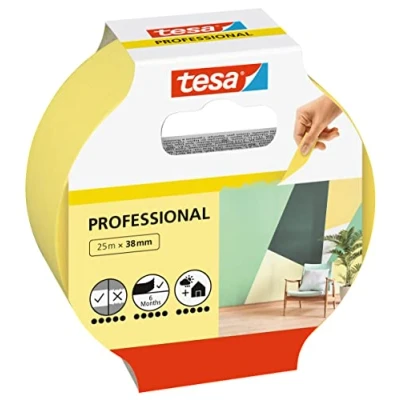 Image of tesa masking tape Professional Painter&#039;s made of thin Washi paper for particularly precise during painting work indoors and outdoors 25 m x 38 mm