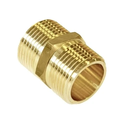 Image of 3/8&quot; Brass Threaded Hexagon Nipple